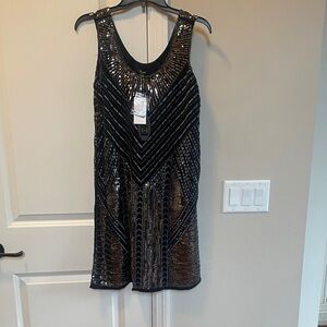 Black Sequin Beaded Tank Dress